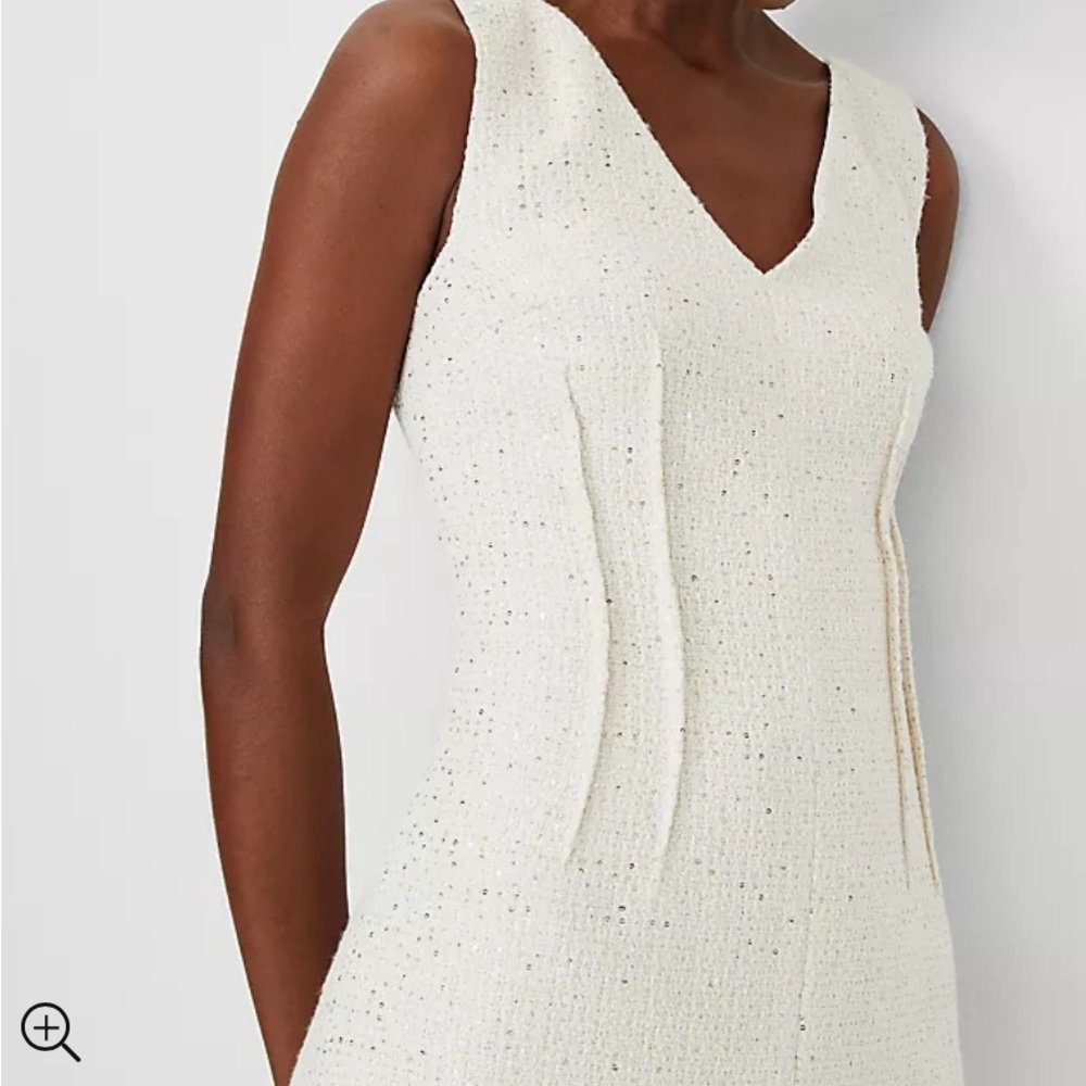 Petite Sequin Tweed V-Neck Sheath Dress